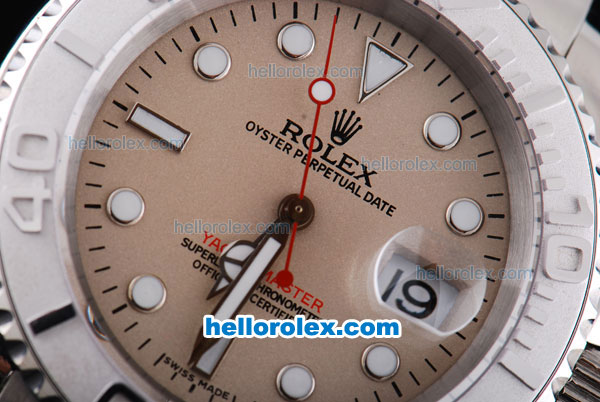 Rolex Yacht-Master Oyster Perpetual Chronometer Automatic with Light Brown Dial,White Bezel and White Round Bearl Marking-Small Calendar - Click Image to Close